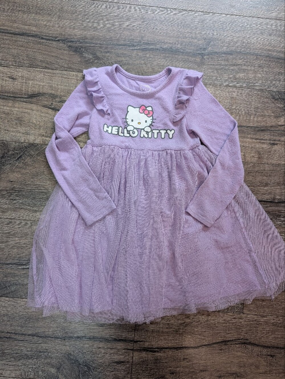 Hello Kitty Size 6 Long Sleeve Cozy Soft Dress Purple